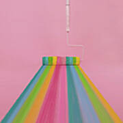 Paint Roller With Rainbow Stripes Art Print