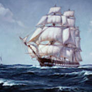 Painting Of The Square Rigged Frigate Art Print