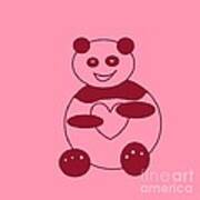 Panda With A Big Heart In Pink 01 Art Print
