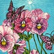 Pansy Pinwheels And The Magical Butterflies Art Print