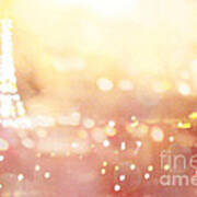 Paris Surreal Dreamy Eiffel Tower Night Lights - Paris Fantasy Eiffel Tower Abstract Bokeh Night Art Art Print