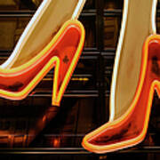 Part Of Neon Light Sign, Red High Heels Art Print