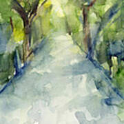 Path Conservatory Garden Central Park Watercolor Painting Art Print