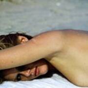 Patti Hansen Topless On A Beach Art Print