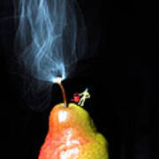 Pear And Smoke Little People On Food Art Print