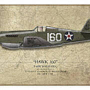 Pearl Harbor P-40 Warhawk - Map Background Art Print