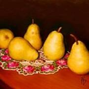 Pears On A Doily Art Print
