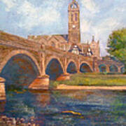 Peebles  Bridge Inn And Parish Church Art Print