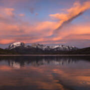 Pehoe Lake At Sunset Paine Massif Art Print