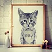 Pencil Drawing Pets Cat Art Print