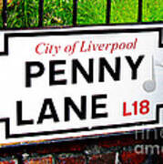 Penny Lane Sign Liverpool England With Musical Note Art Print