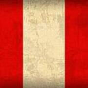 Peru Flag Vintage Distressed Finish Art Print