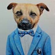 Pets Dog Portrait Color Pencil Drawing Art Print