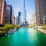 Photo Of Downtown Chicago With Trump Tower Art Print