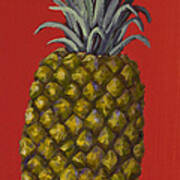 Pineapple On Red Art Print