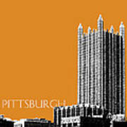 Pittsburgh Skyline Ppg Building - Dark Orange Art Print