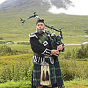 Playing Bagpiper In Highlands Art Print