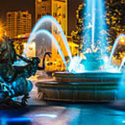 Plaza Blue Fountain Art Print