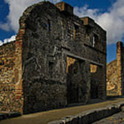 Pompei Una Delle Strade Lastricate  Paved Road With Building Facade Art Print