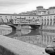 Ponte Vecchio In Black And White Art Print
