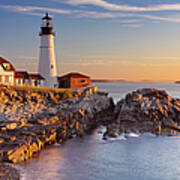 Portland Head Lighthouse, Maine, Usa At Art Print