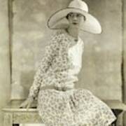 Portrait Of A Model Wearing A Wide Brimmed Hat Art Print
