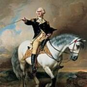 Portrait Of George Washington Taking The Salute At Trenton Art Print