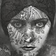 Portrait Of Gloria Swanson Behind Lace Art Print