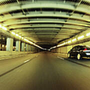 Pov Of Car Driving Through Tunnel Art Print