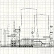 Power Station Blueprint Art Print