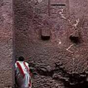 Priest Praying Outside Church In Lalibela Ethiopia Art Print