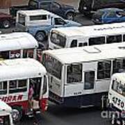 Public Buses In Traffic Jam Art Print