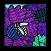 Purple Flower And Bee Art Print