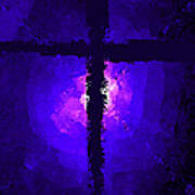 Purple Light Behind The Cross Art Print