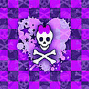 Purple Princess Skull Heart Art Print