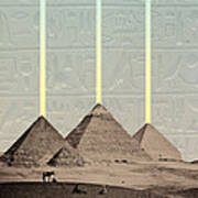 Pyramids Hieroglyphs Spotlights Art Print