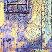 Rail Rust - Abstract - Crackled Blue Window Art Print