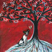 Rat Terrier love hearts tree Art Print