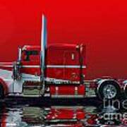 Red And White Peterbilt Abstract Art Print