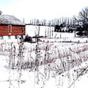 Red Barn In Winter Art Print