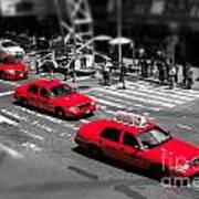 Red Cabs On Time Square Art Print