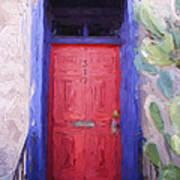 Red Door 317 Tucson Barrio Painterly Effect Art Print