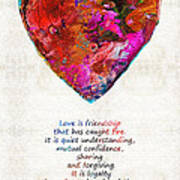 Red Heart Art - Love Is - By Sharon Cummings Art Print