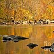 Reflections And River Rocks In The New River Art Print