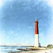 Retro Barnegat Lighthouse Barnegat Light New Jersey Art Print