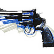 Revolver On White - Left Facing Art Print