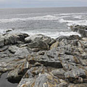 Rocks And Waves On Monhegan Art Print