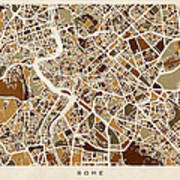 Rome Italy Street Map Art Print