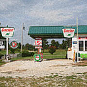 Route 66 Gas Station With Sponge Painting Effect Art Print