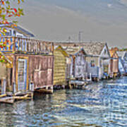 Row Of Boathouses Art Print